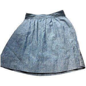 Eileen Fisher Blue Chambray Skirt w/Pockets Banded Pleated Waist Round Hem Sz P